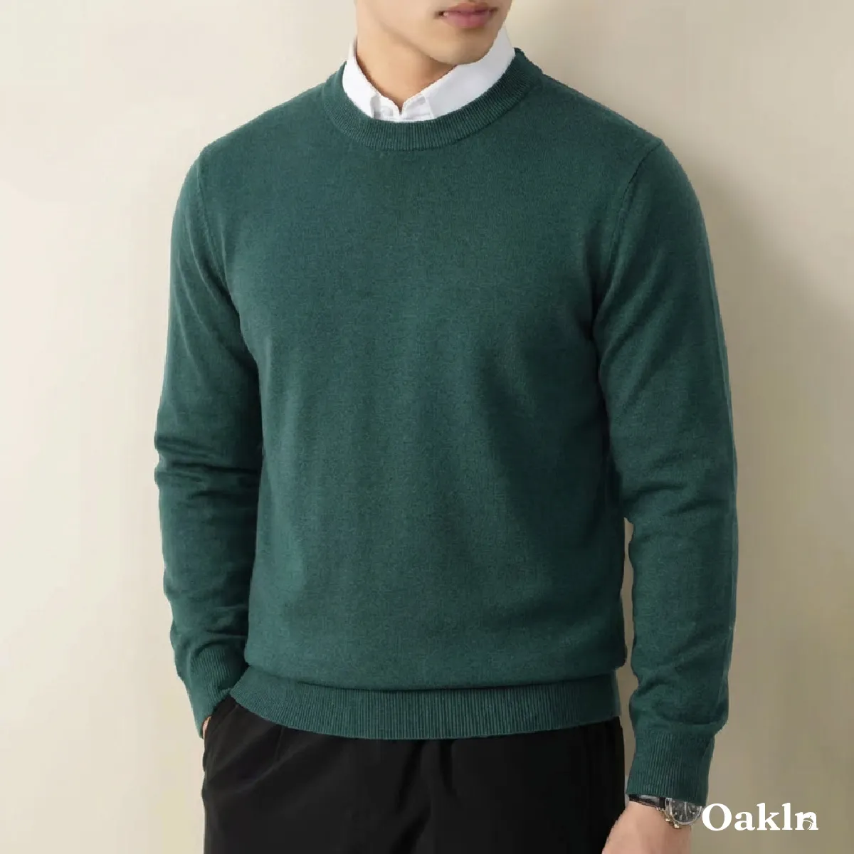 ウール混 クルーネックニット テンセル/リヨセル 洗濯機洗い可 30～50代向け