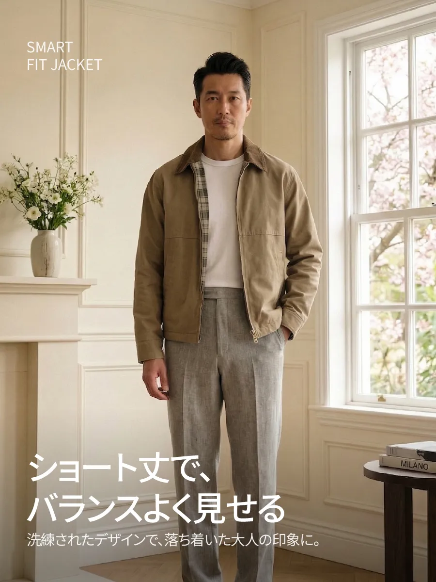 【すっきりしたショート丈】バランスよくスタイルアップ。