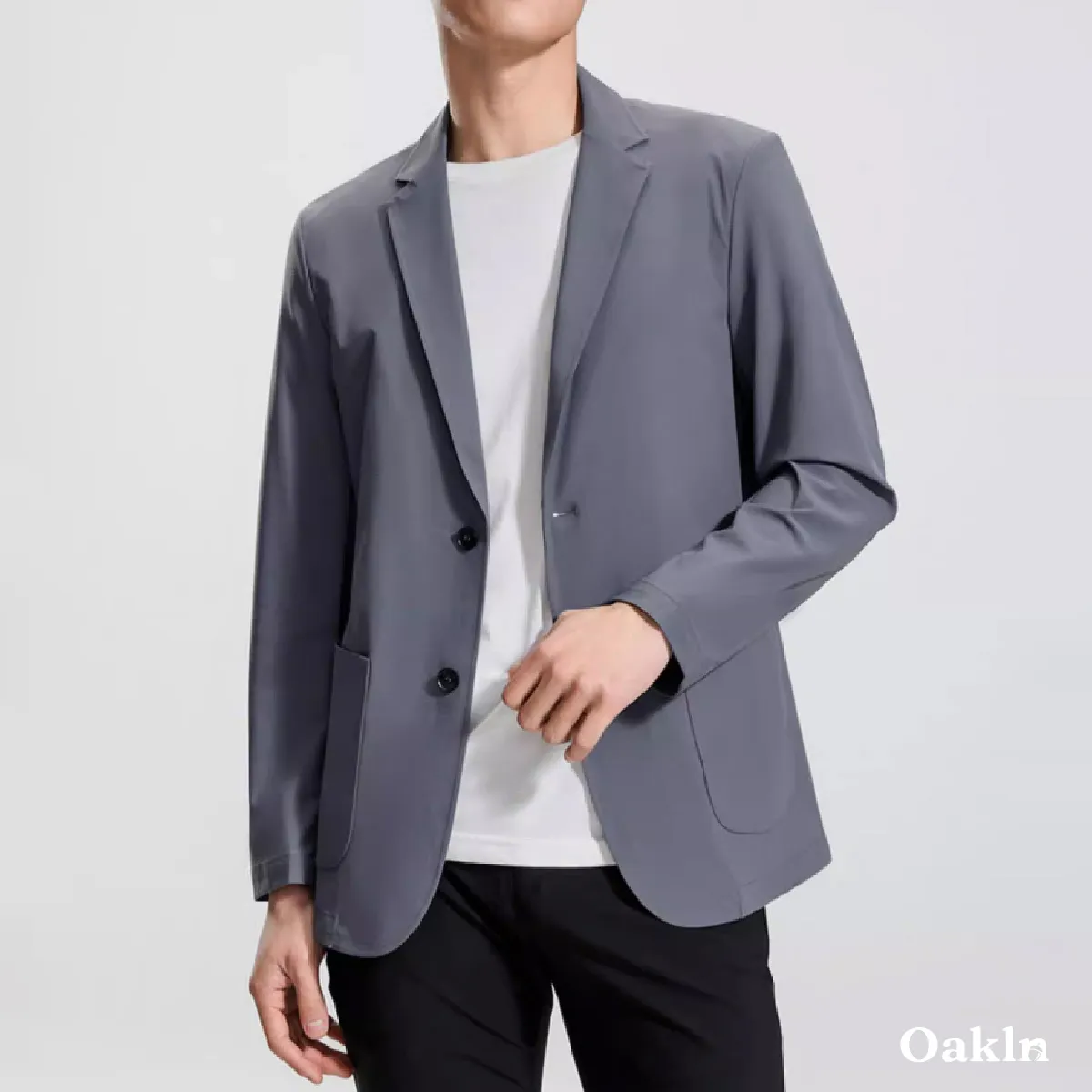 機能性ノーアイロン 高弾性テック素材  UV対策  圧着仕様テーラードジャケット  ビジネス通勤アウター-Oakln