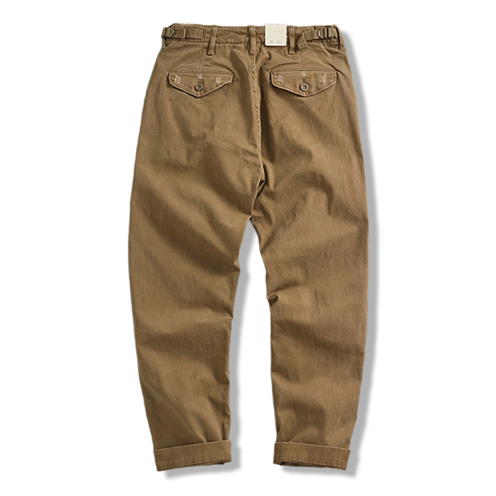ヴィンテージ加工　着回し自在微ストレッチカジュアルパンツ-oakln