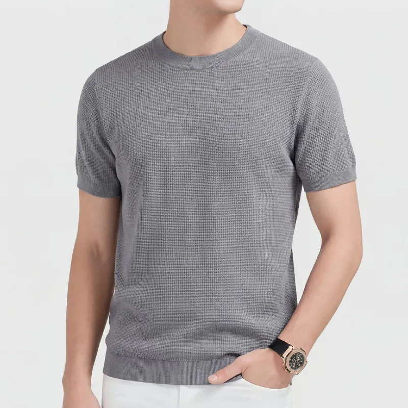 表面感のある冷感ニットTシャツ お手入れしやすくシワになりにくい