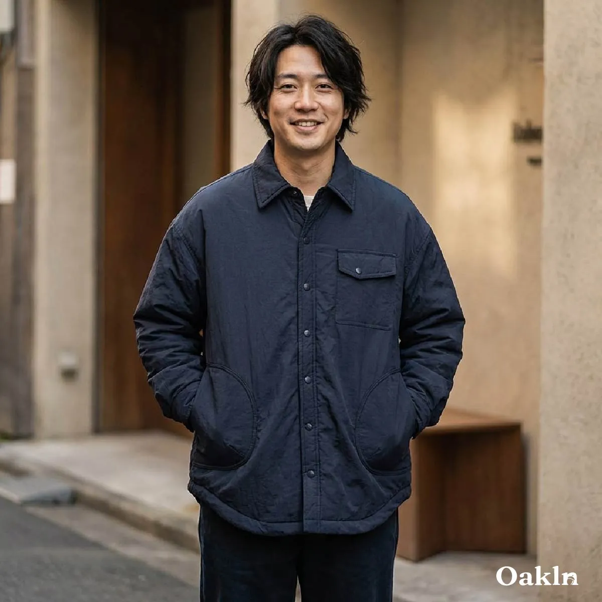 無地キルティング中綿ジャケット　防風防水