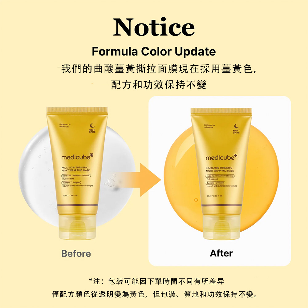 【台灣現貨】Medicube 全能麴酸薑黃撕拉面膜75ml 夜間修護撕拉面膜 睡眠面膜 提亮 膚色均勻 緊致肌膚 保濕 