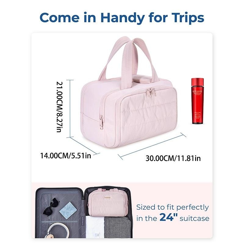 Feihong large-capacity cosmetic bag, convenient portable toiletry bag, fluffy large size with wide o