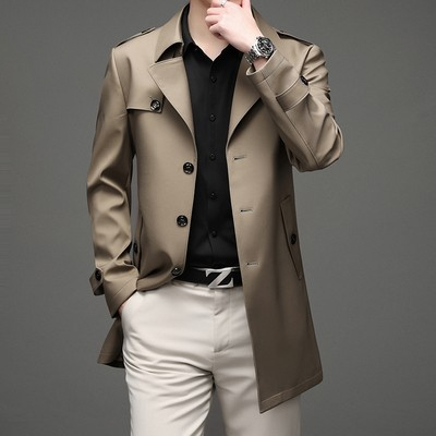 mid-length business style trench coat