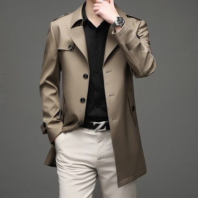 mid-length business style trench coat
