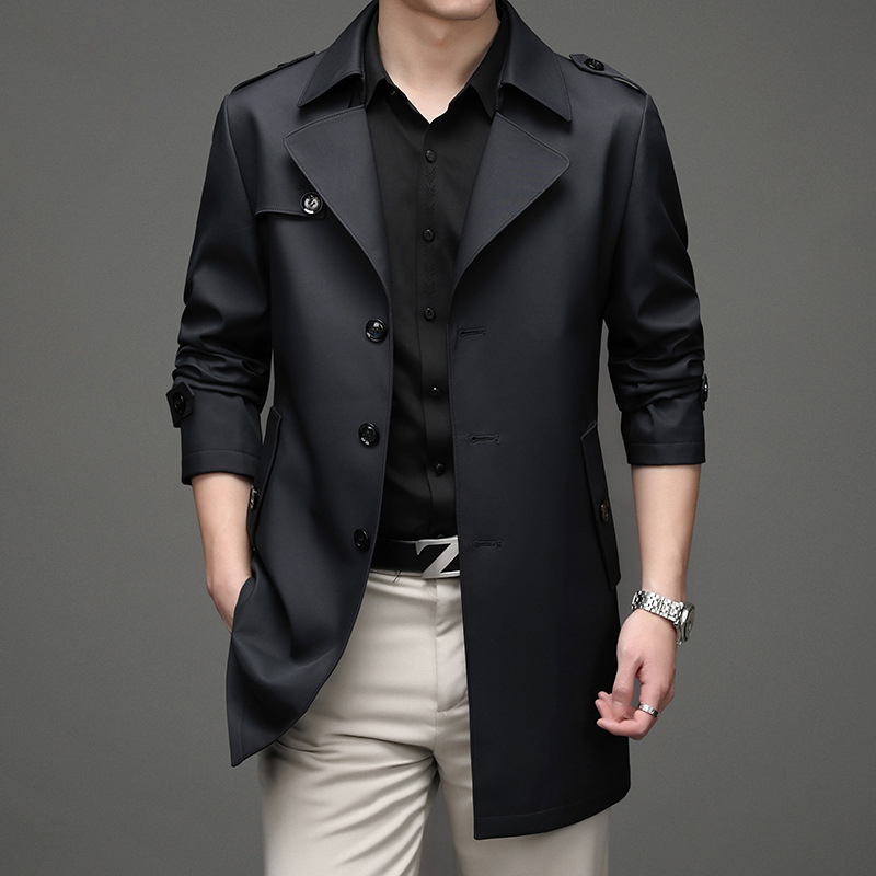 mid-length business style trench coat