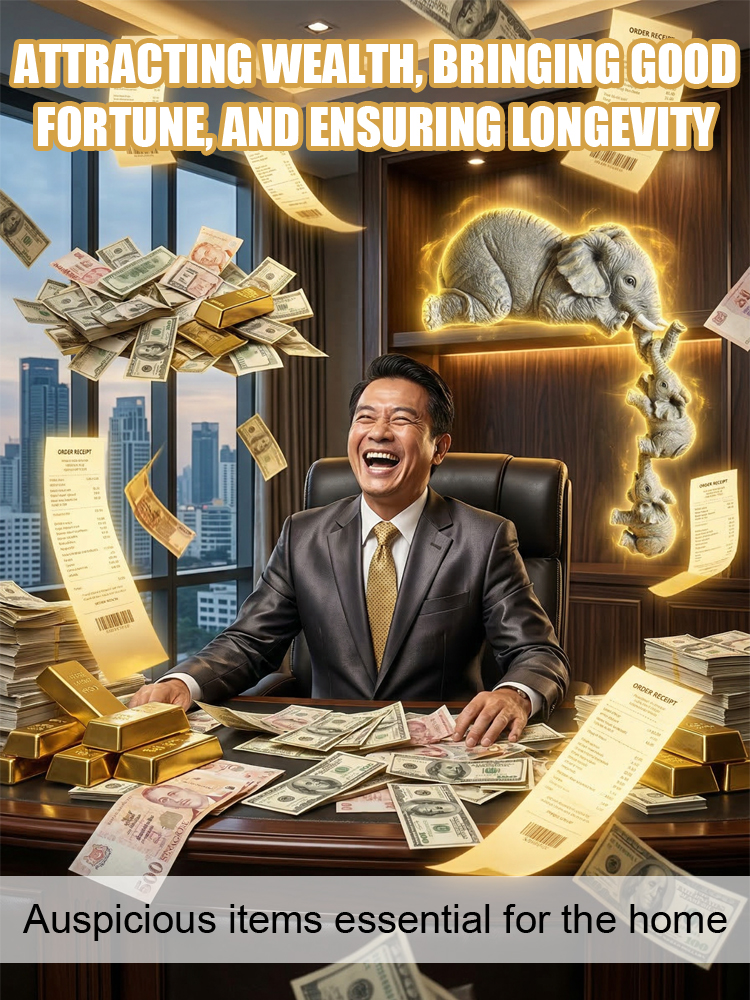 Auspicious Long-Life Elephant Ornament Set