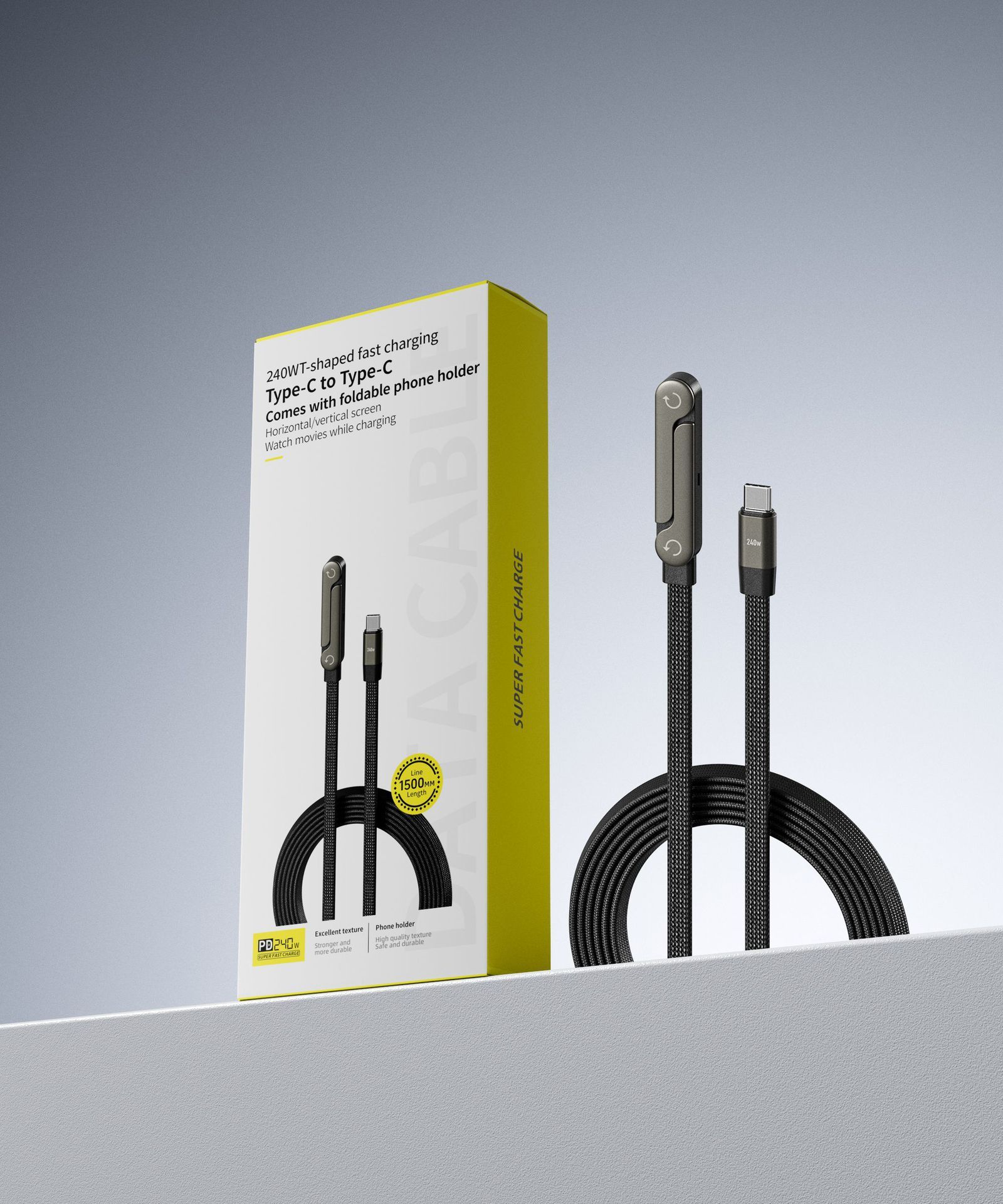 【Stand + Charging Cable】Two-in-One Foldable 240W Fast Charging Cable