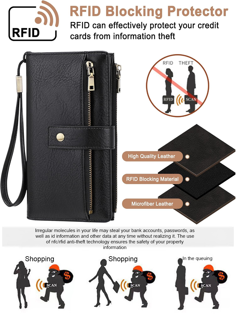 Multi-slot tri-fold long clutch