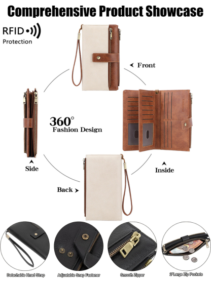 Multi-slot tri-fold long clutch