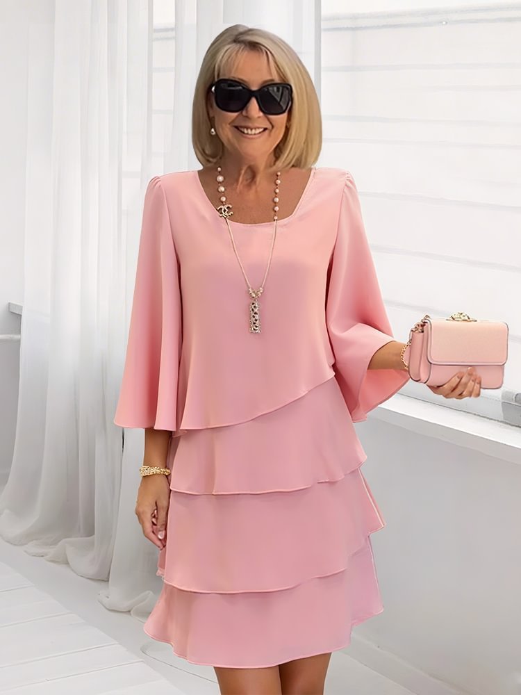 Lace Dress with Ruffled Long Sleeves