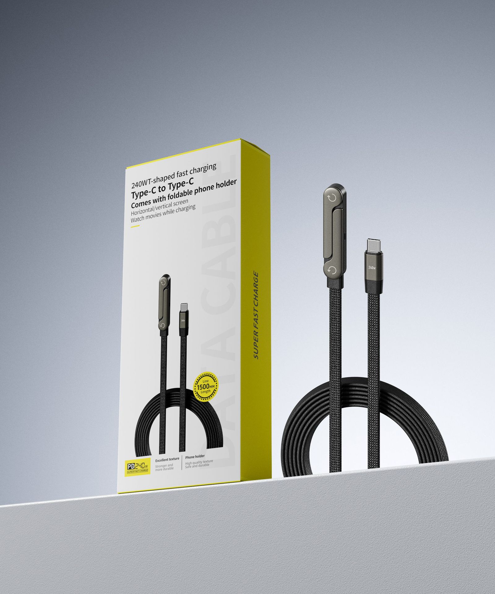 【Stand + Charging Cable】Two-in-One Foldable 240W Fast Charging Cable