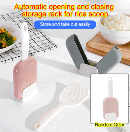 Automatic opening and closing dust cover for rice scoop