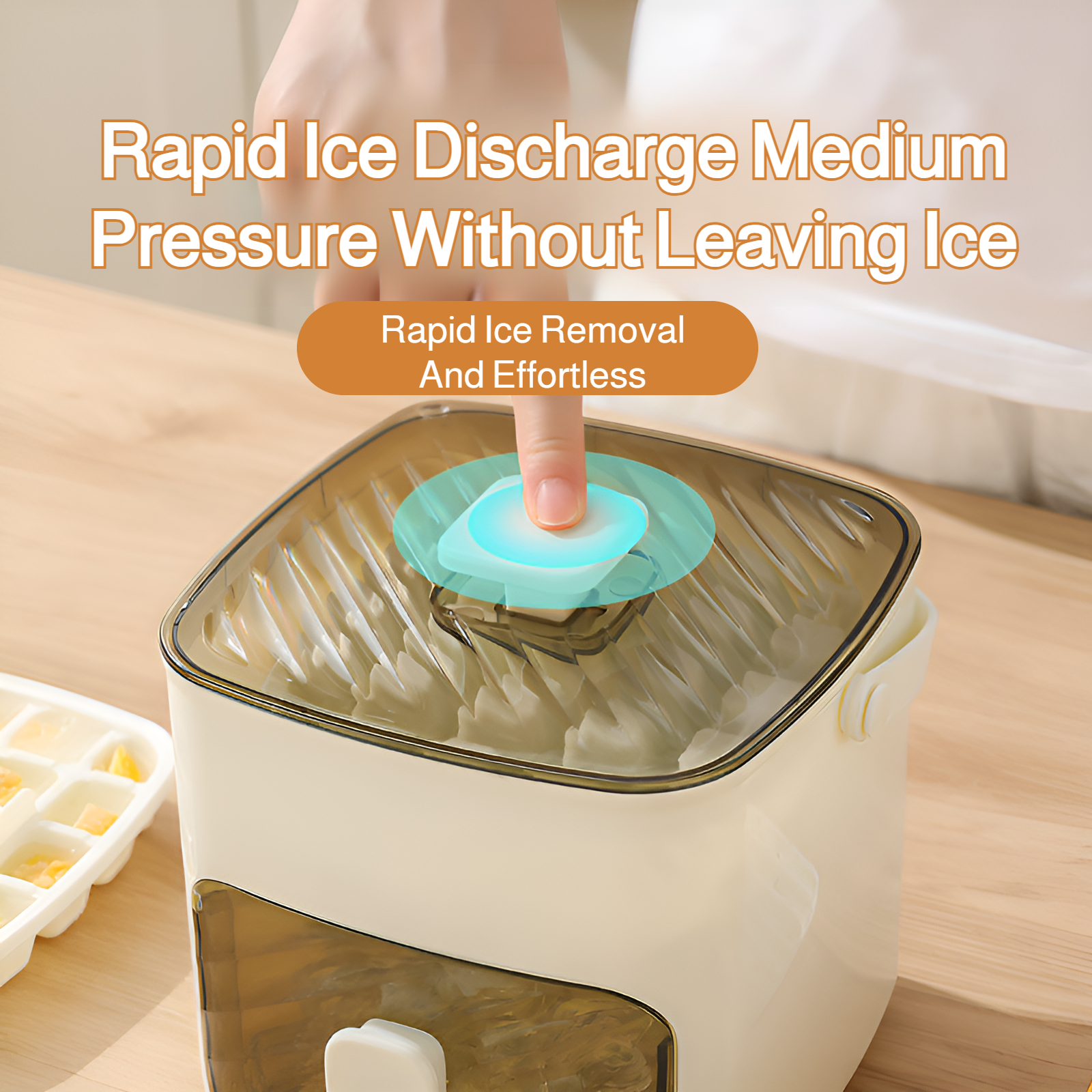 Portable push-type ice tray, ice cube mold, ice box, summer home double-layer ice maker with drawer,