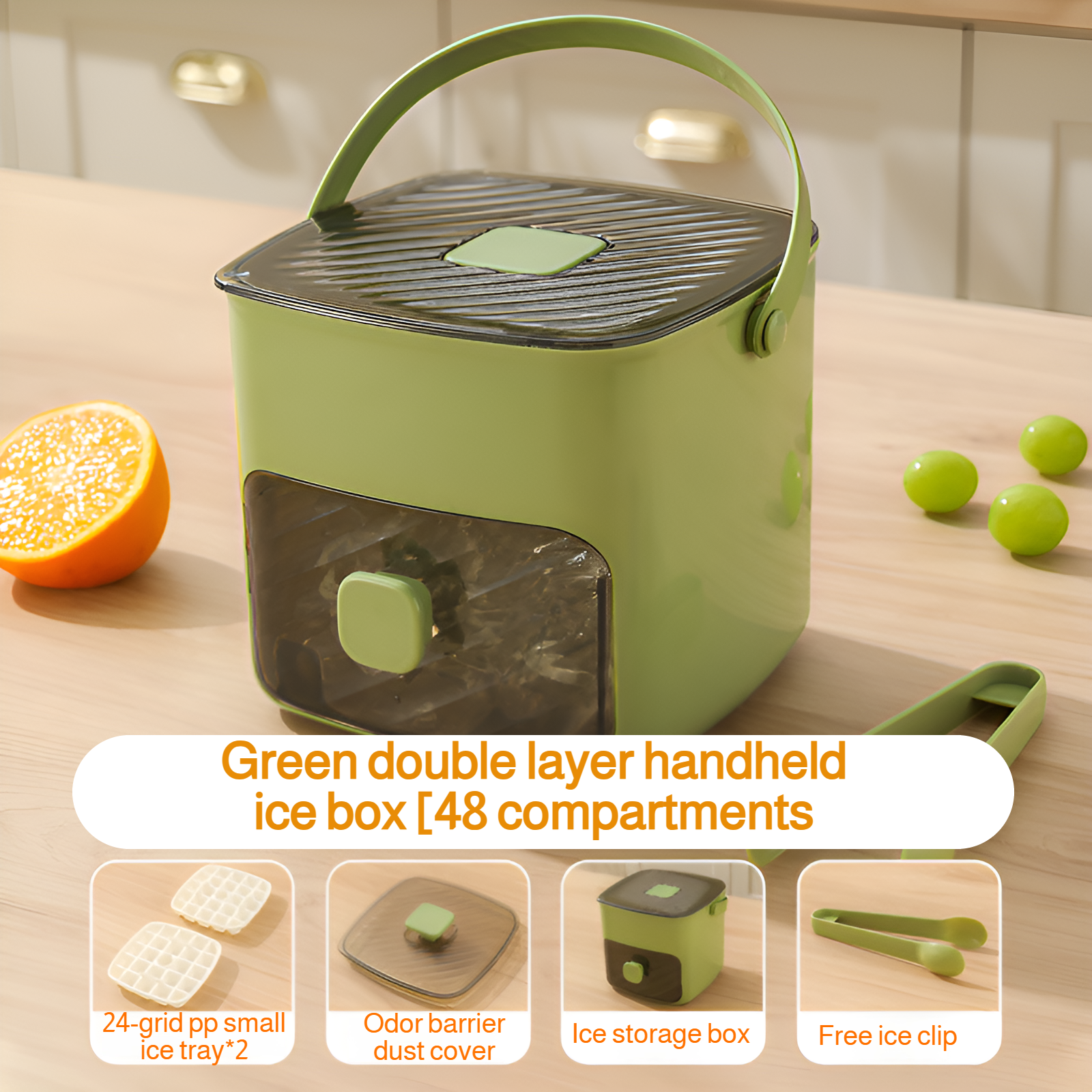 Portable push-type ice tray, ice cube mold, ice box, summer home double-layer ice maker with drawer,