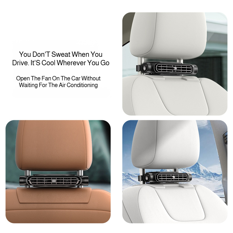 Silent car fan with high-power ventilation and cooling, USB plug-in car fan.
