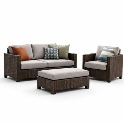 Outdoor Wicker Sofa Set with Cushions