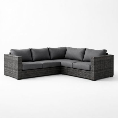 Gray Wicker Outdoor Sectional Sofa Set with Cushions