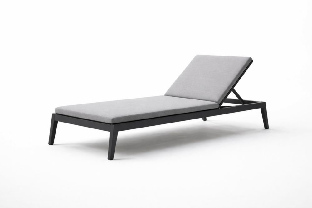 Outdoor Adjustable Aluminum Chaise Lounge with Grey Polyester Fabric, 200 cm Length