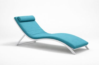 Outdoor Aluminum Chaise Lounge Chair Curved Aqua Blue Length 200 cm