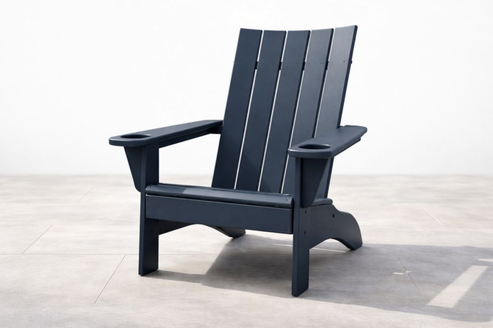 Outdoor Adirondack Chair Polyethylene Black 76x86x90 cm(L × W × H)