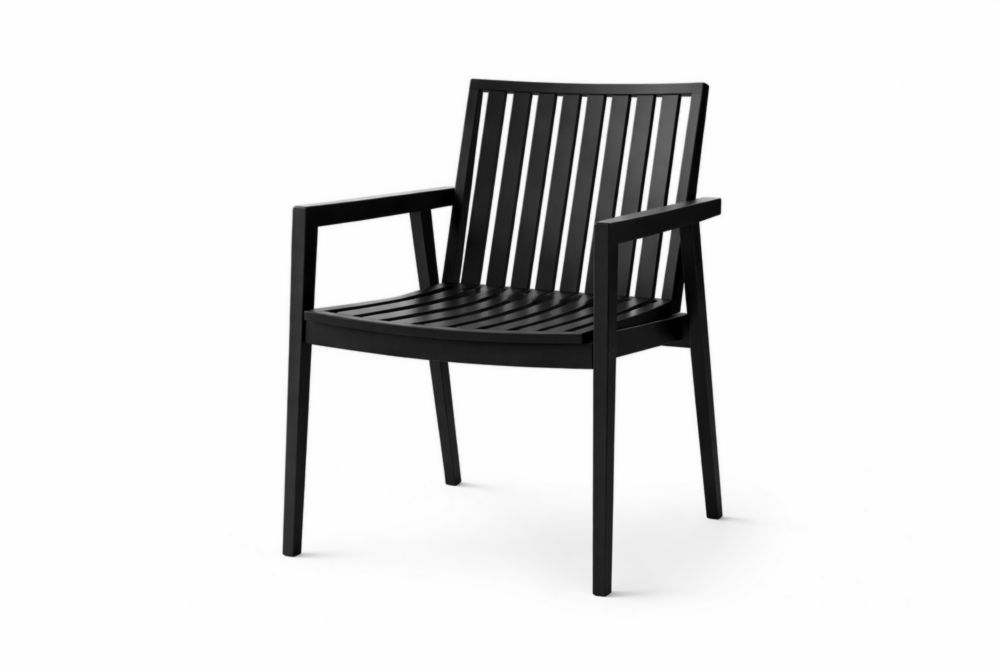 Black Polypropylene Outdoor Dining Armchair, 77 cm Height