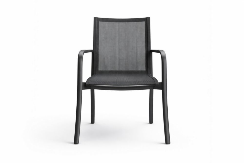 Outdoor Dining Armchair with Black Aluminum Frame