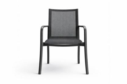Outdoor Dining Armchair with Black Aluminum Frame