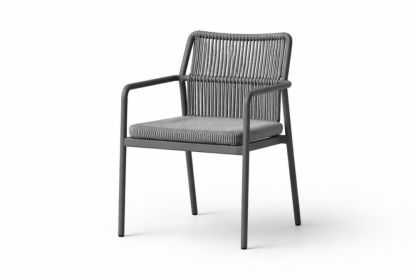 Outdoor Metal Frame Rope Dining Armchair in Gray