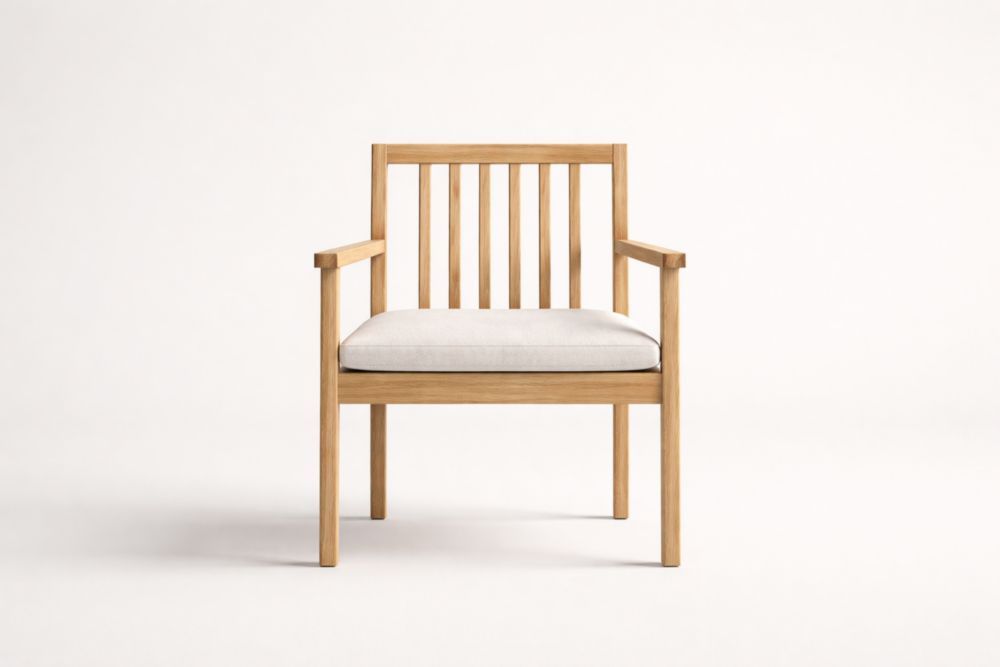 Outdoor Teak Wood Dining Armchair with Cushioned Seat
