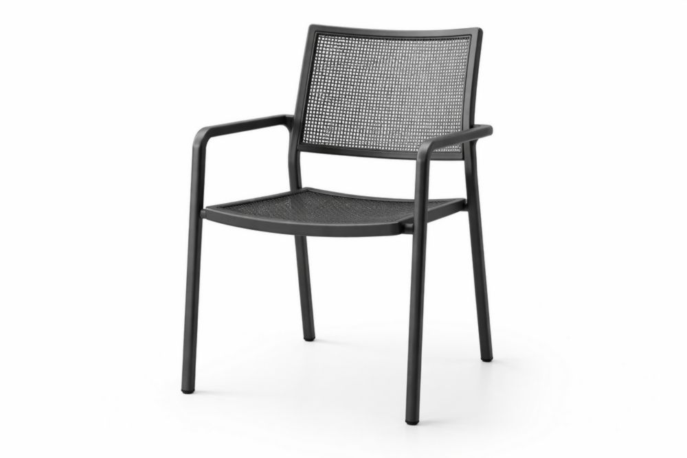Outdoor Steel Mesh Dining Armchair with Black Steel Frame 84x57x58 cm(H × W × D)