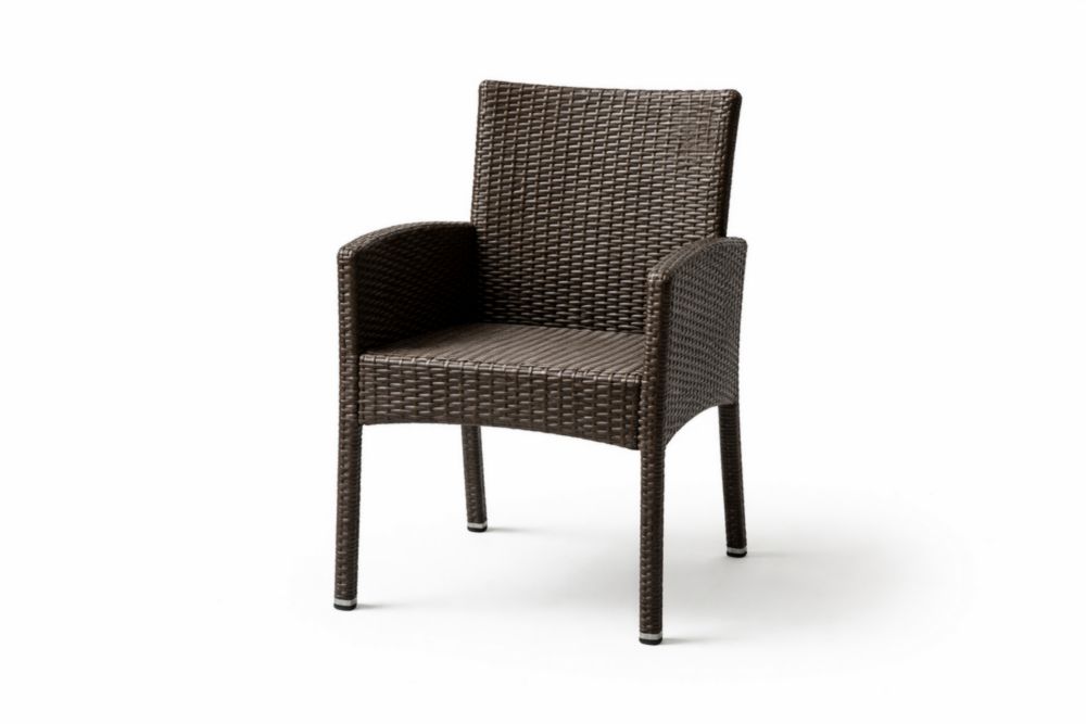 Outdoor Rattan Wicker Dining Armchair in Brown 54cm x 60cm x 83cm(L × W × H)