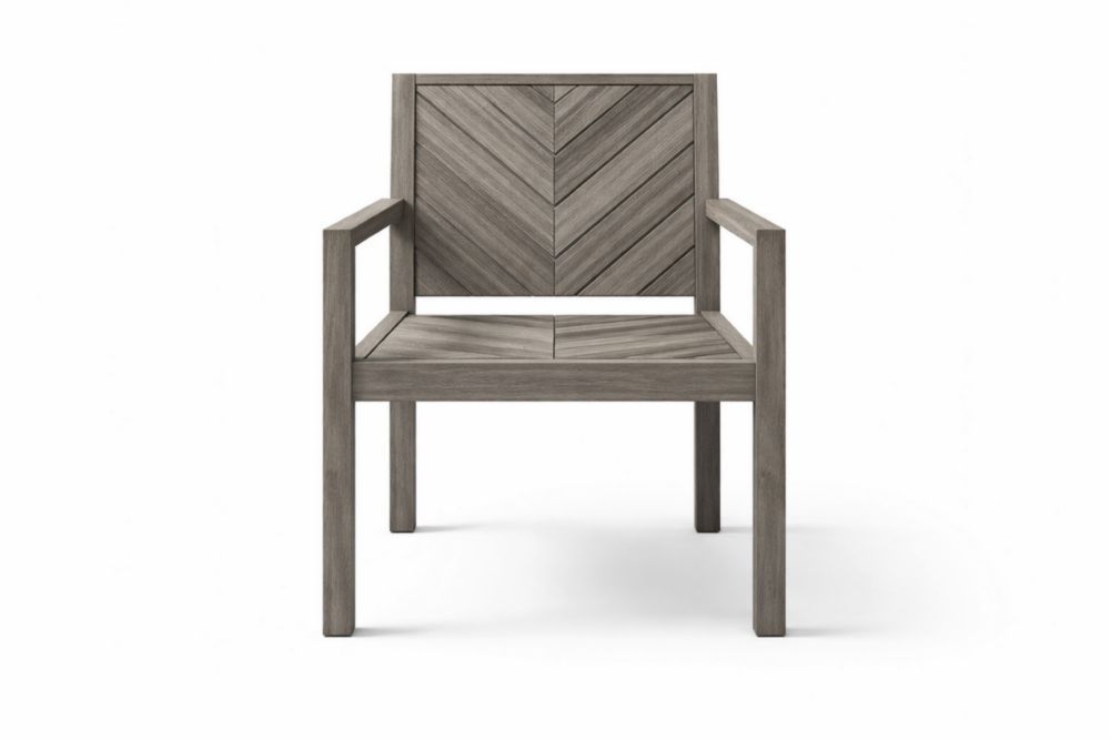 Outdoor Acacia Wood Dining Armchair in Gray 60cm x 56cm x 85cm(L × W × H)