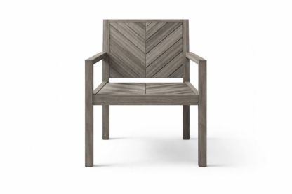 Outdoor Acacia Wood Dining Armchair in Gray 60cm x 56cm x 85cm(L × W × H)