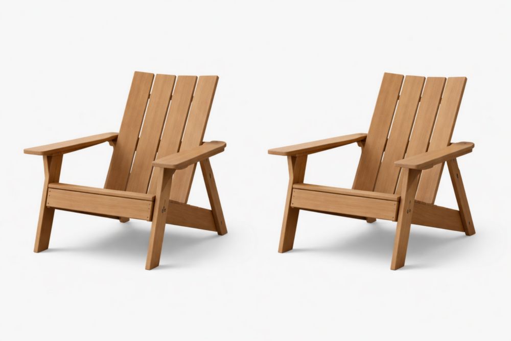 Wooden Adirondack Chair Set Natural Outdoor 90cm-Cosyvivana
