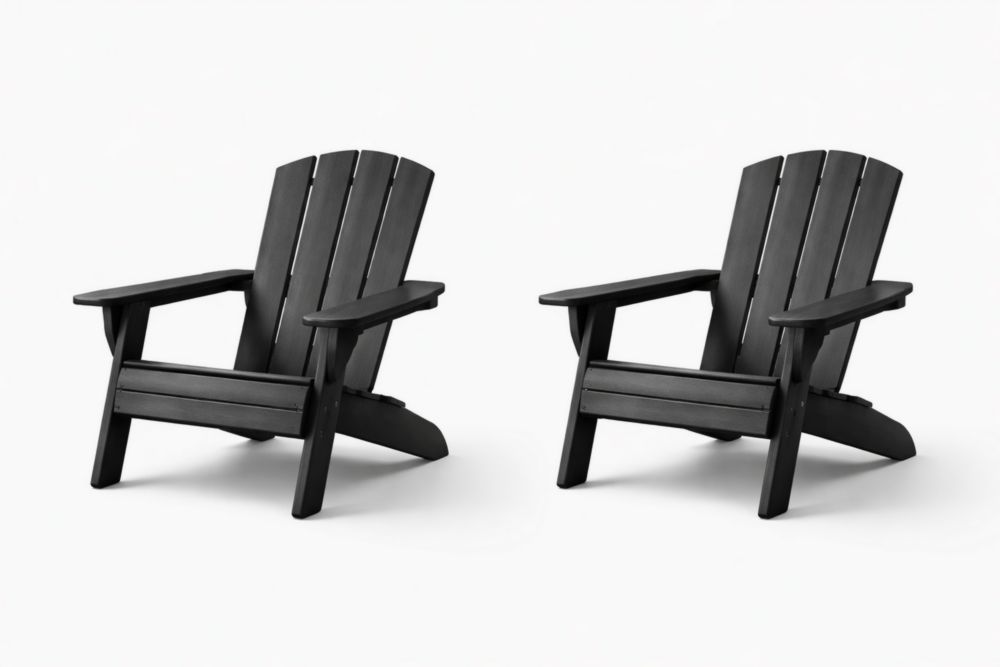 Set of 2 Black Wooden Adirondack Chairs 88x75x89 cm-Cosyvivana