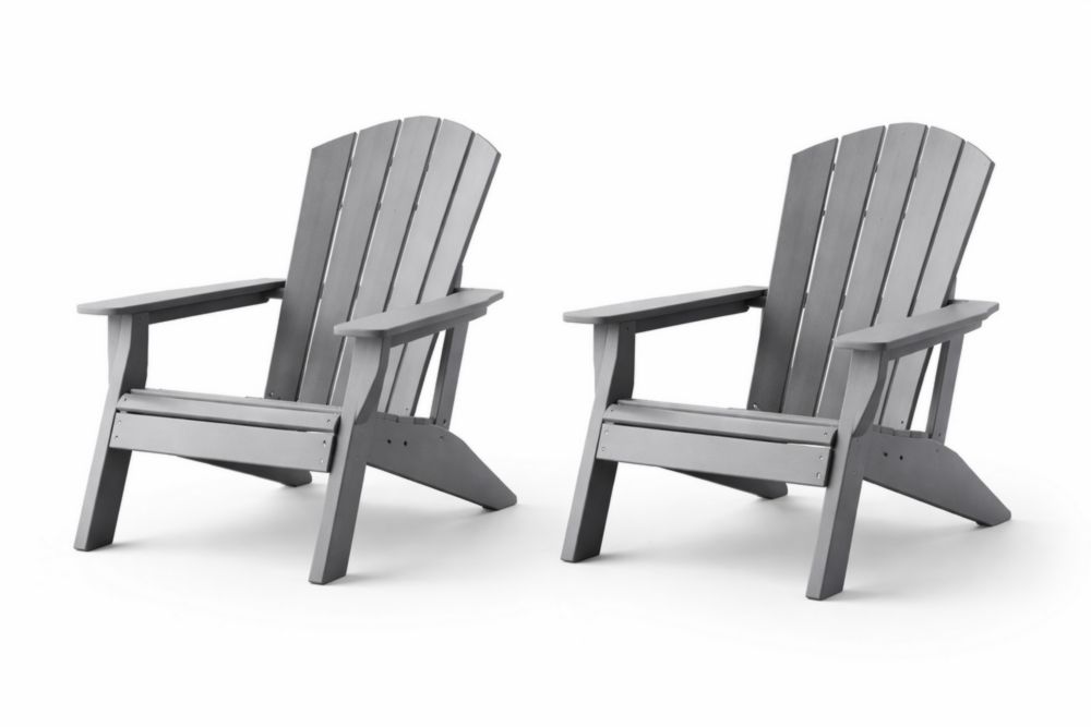 Set of 2 Gray Adirondack Outdoor Chairs Plastic-Cosyvivana