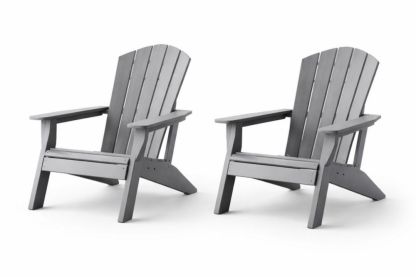 Set of 2 Gray Adirondack Outdoor Chairs Plastic-Cosyvivana