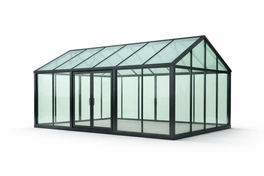 Tempered Glass Greenhouse with Aluminum Frame Black 300x200x250 cm-Cosyvivana