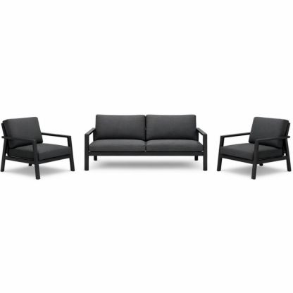 3-Piece Sofa Set with Aluminum Frame and Dark Grey Cushions-Cosyvivana