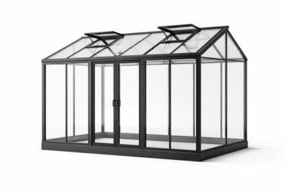 Metal Frame Greenhouse with Glass Panels 300x200x220 cm-Cosyvivana