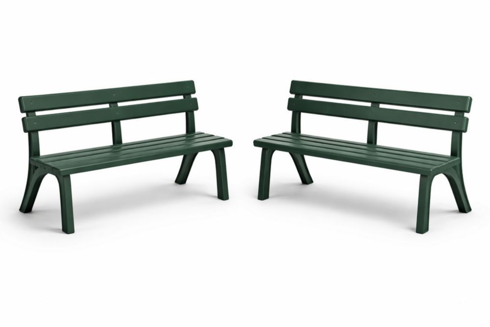 Outdoor Bench Set of 2 Plastic Green 150cm-Cosyvivana