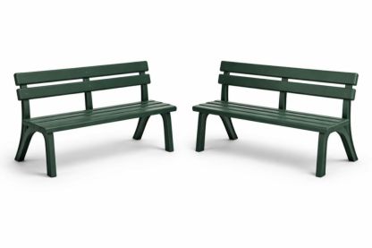 Outdoor Bench Set of 2 Plastic Green 150cm-Cosyvivana