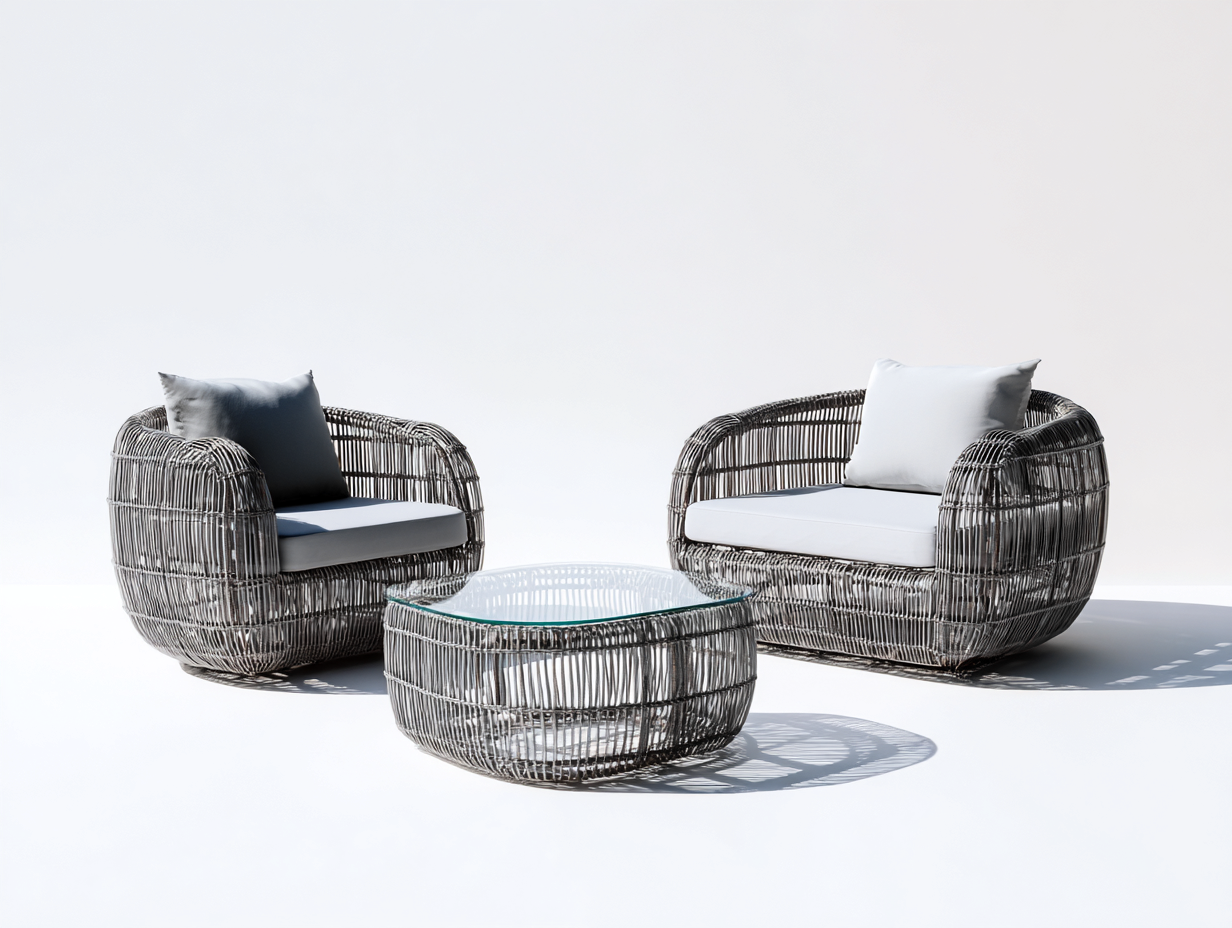 Rattan Sofas Woven 85x80x72 cm - Grey White - Contemporary Outdoor Style-Comfyix