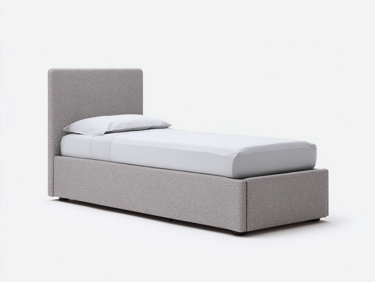 Single Bed Fabric Upholstered 190x95x105 cm - Beige - Contemporary Style-Comfyix