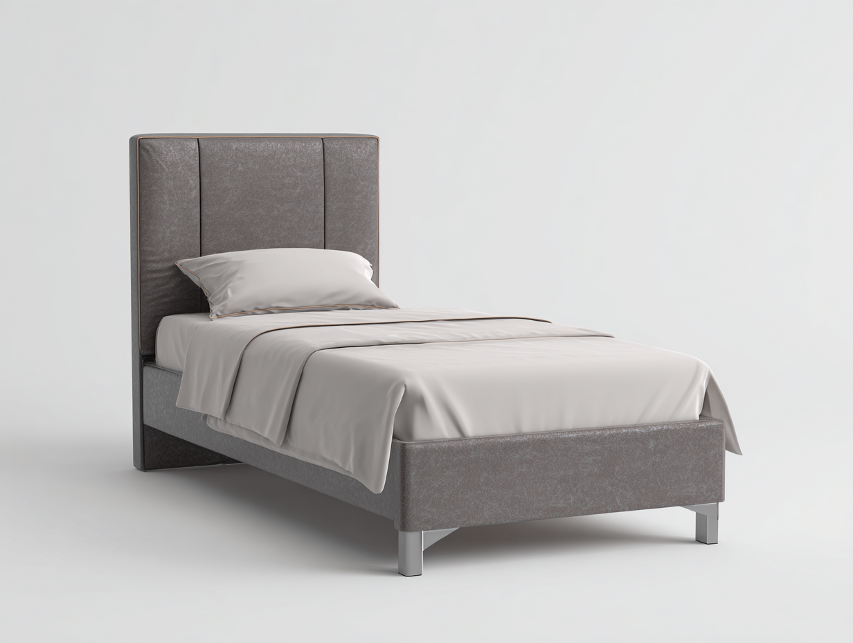 Single Bed Upholstered Fabric 188x92x110 cm - Grey - Modern Design-Comfyix