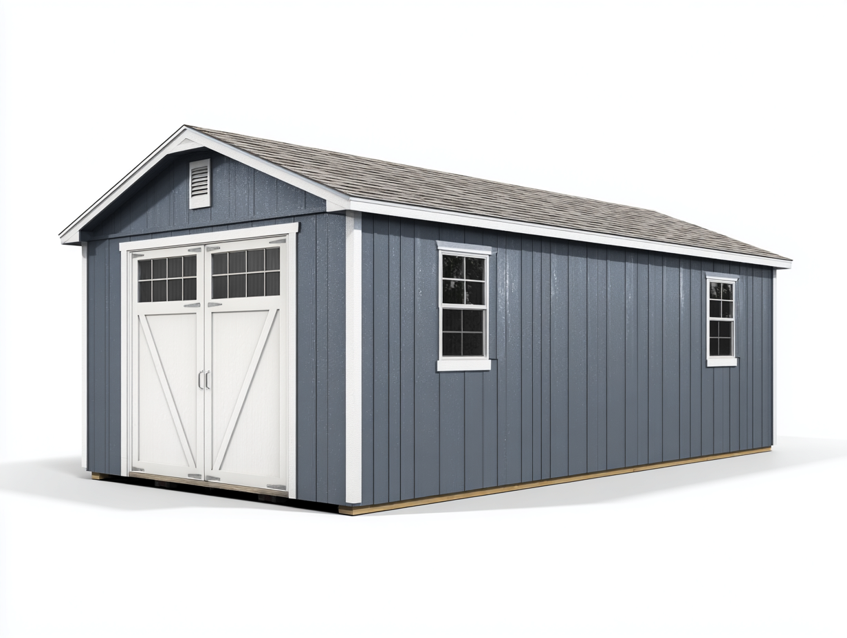 Garden Shed Wood Panelled 300x240x260 cm - Blue Grey White - Outdoor Storage Design-Comfyix