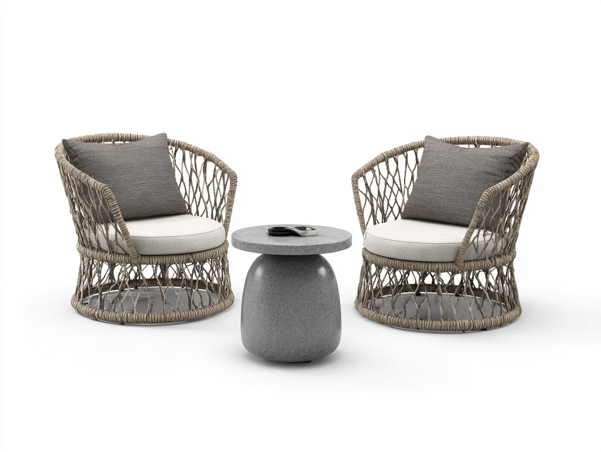 Rattan Sofas Woven Armchair Set 75x75x78 cm - Natural Beige Grey - Outdoor Lounge Seating Design-Comfyix