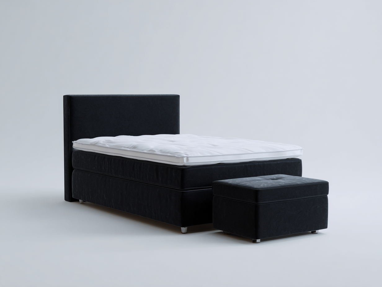 Single Bed upholstered faux leather black 190x90x110cm - modern comfort design-Comfyix